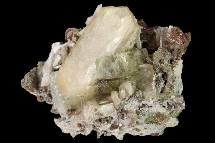 Zoned Apophyllite Crystals with Stilbite and Scolecite - India #168979